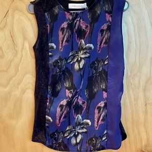 Zara Collection sleeveless blouse - navy blues and florals. size medium